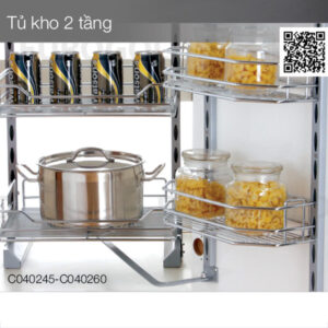 Hệ giá kho 2 tầng inox cánh mở C040245 - Eurogold
