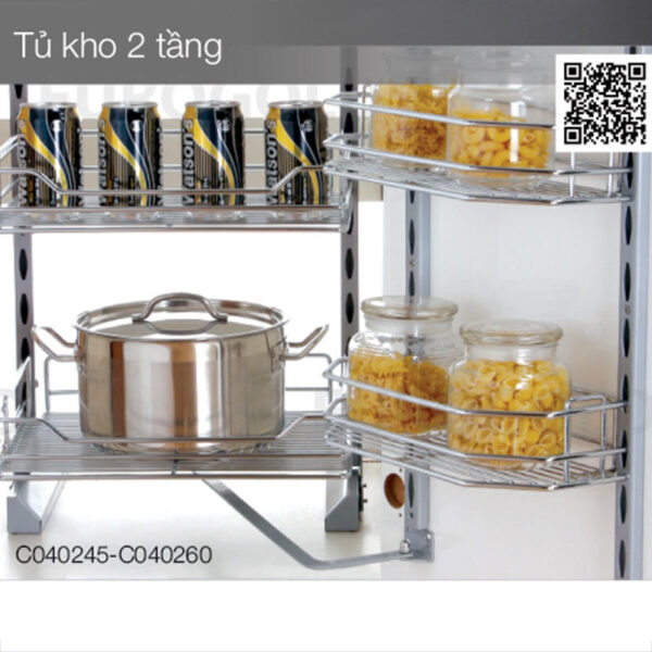 Hệ giá kho 2 tầng inox cánh mở C040245 - Eurogold