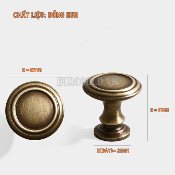 Núm tủ đồng nguyên chất BHG88