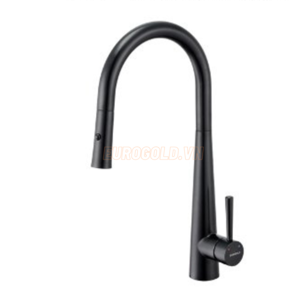 Vòi nước dây rút inox 304 phủ nano đen EUF118DR - Eurogold