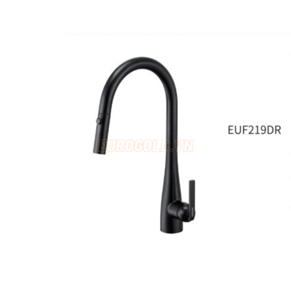 Vòi nước dây rút inox 304 phủ nano đen EUF219DR - Eurogold