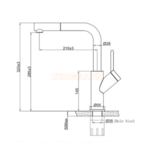 Vòi nước inox 304 dây rút EUF120DR - Eurogold